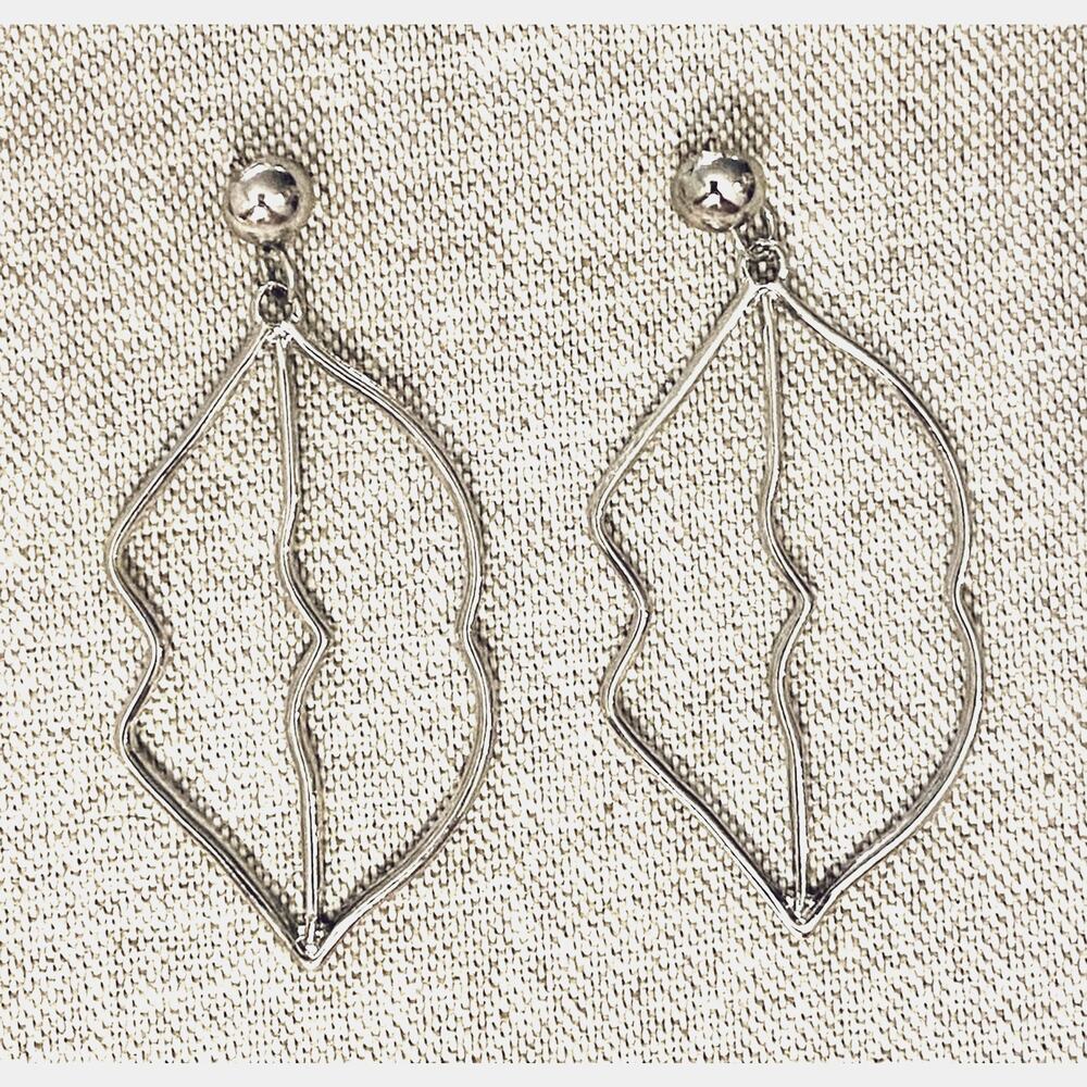 Lips Silver Drop Earrings
